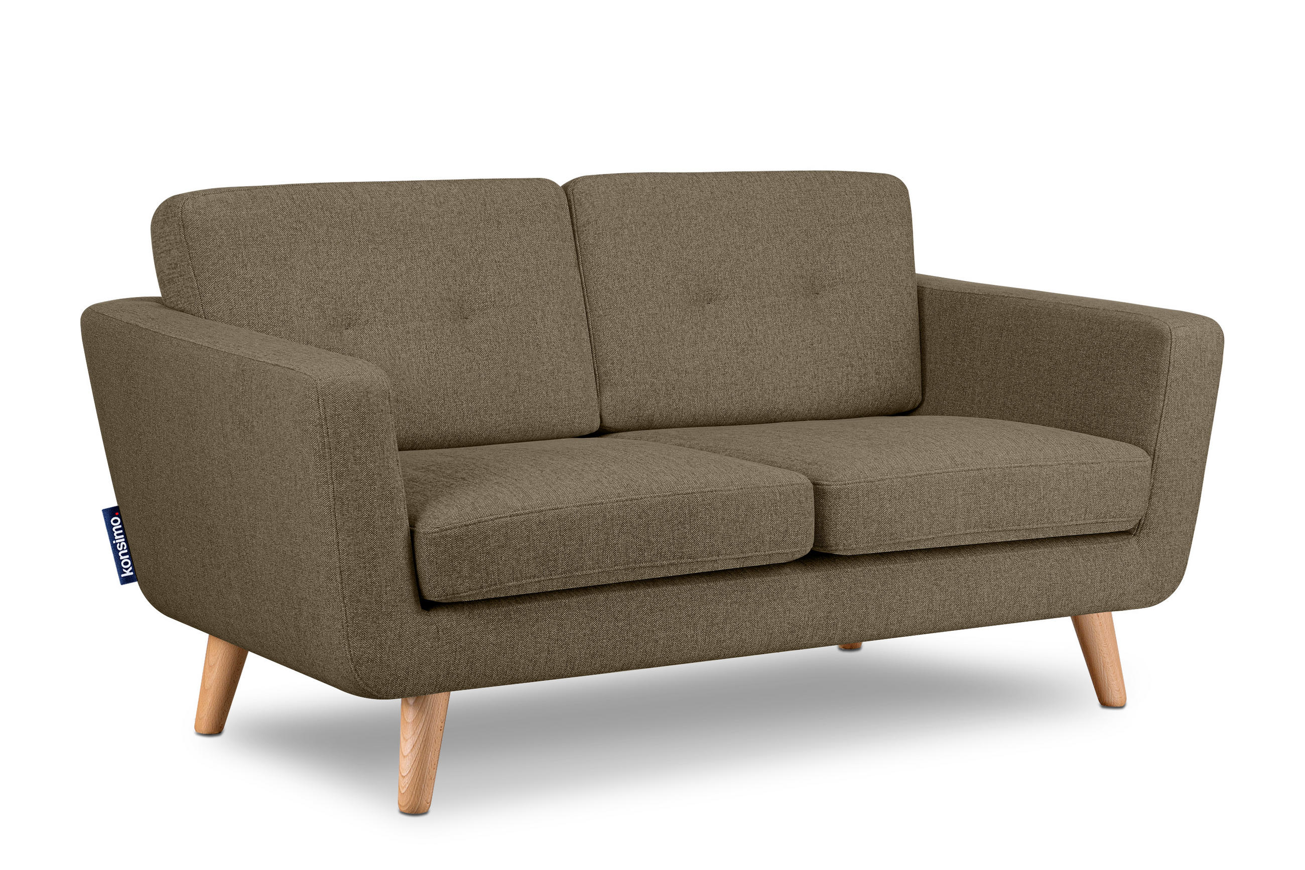 2-SITZER-SOFA TAGIO II mit Armlehnen, Kaffeebraun/Braun - Dunkelbraun, Textil (88/80/153cm) - KONSIMO®