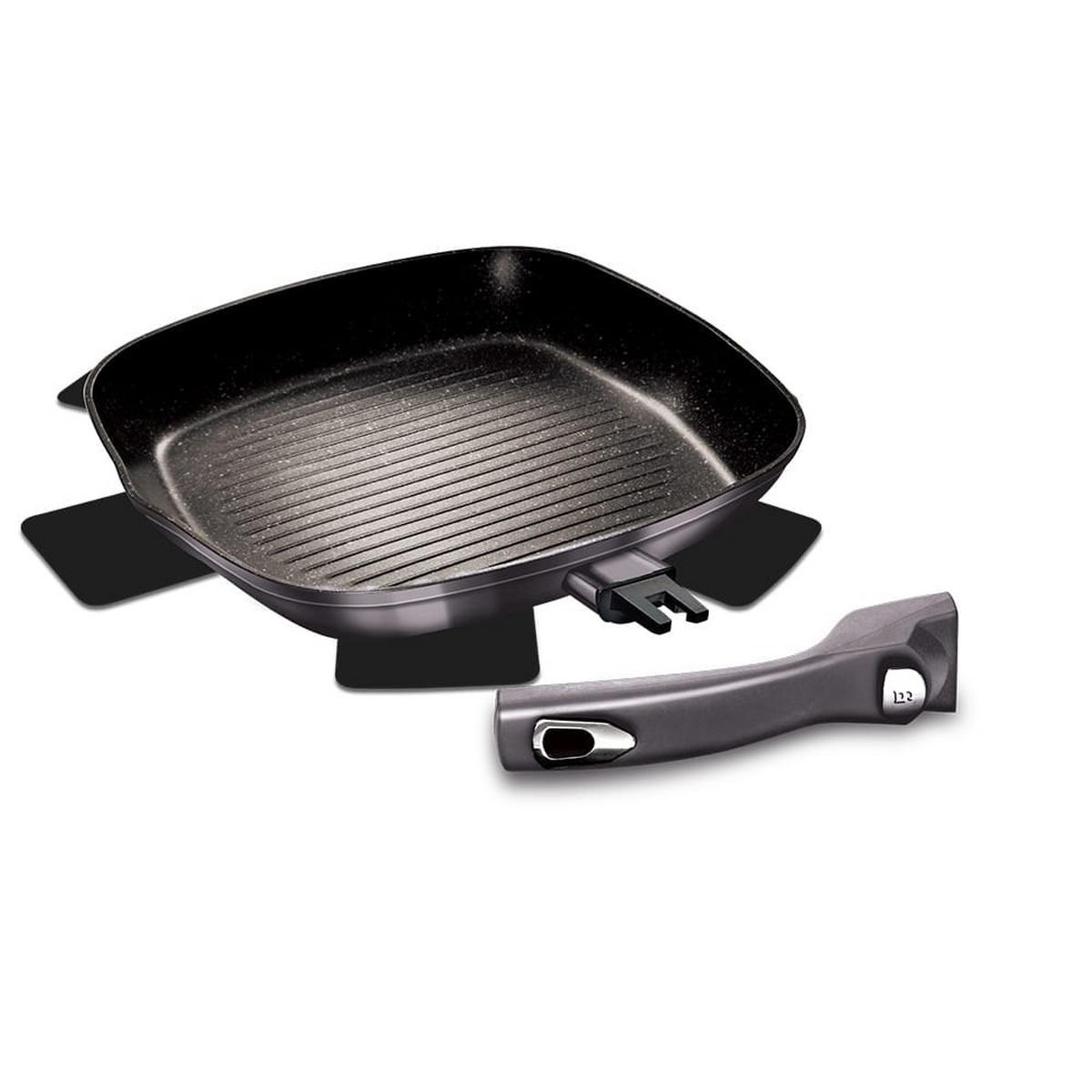 GRILLPFANNE Graphit 28/28/4.1 cm BH6914 - Graphitfarben, Metall (28cm) - Berlinger Haus