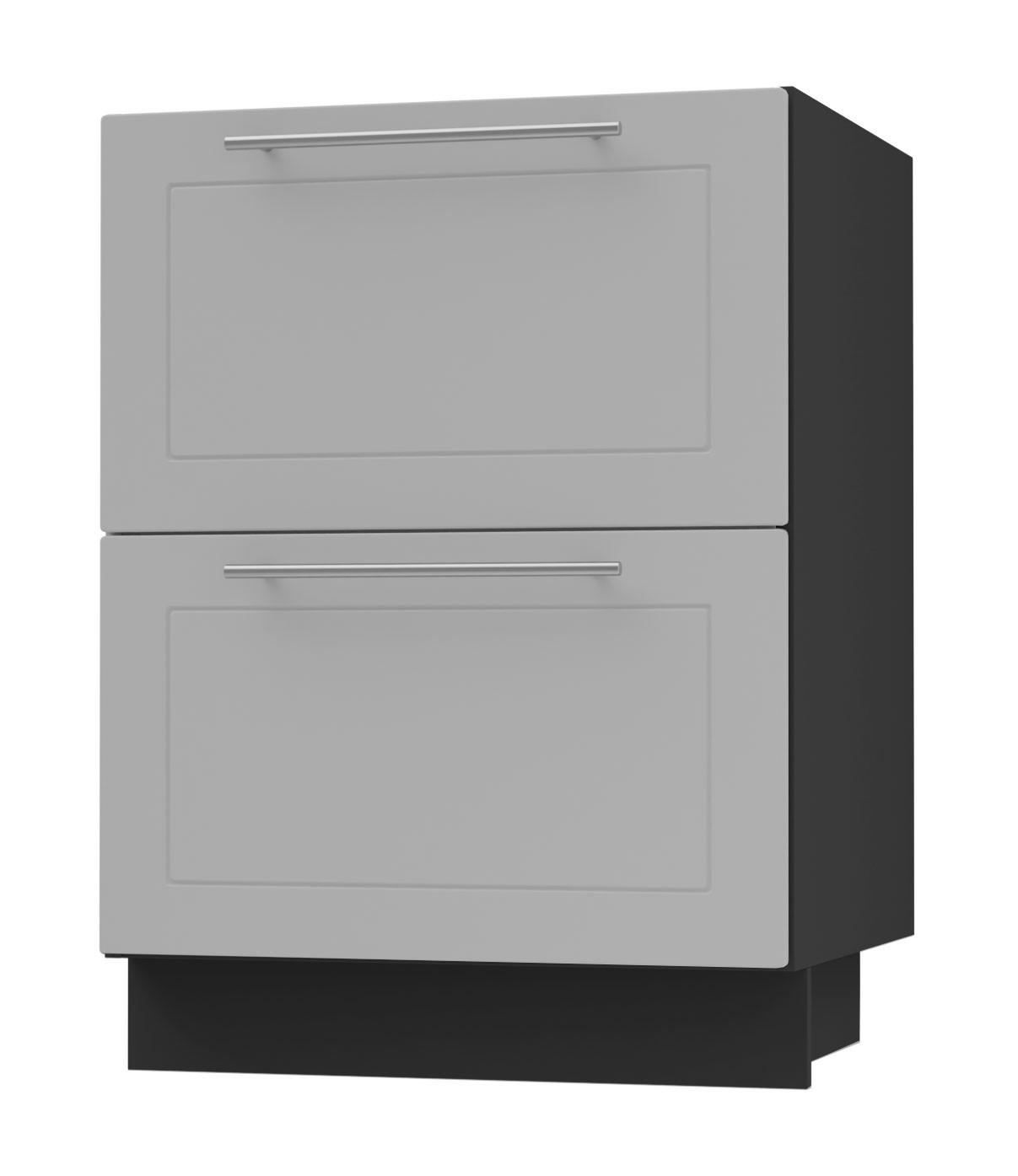 SCHUBLADENUNTERSCHRANK Bari D2/60 Schwarz / RAL 7040 fenstergrau 60 / 50 / 82cm HETTICH Vollauszug - Schwarz/Grau, Holz/Holzwerkstoff (60/82/50cm) - Feldmann-Wohnen