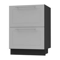 SCHUBLADENUNTERSCHRANK Bari D2/60 Schwarz / RAL 7040 fenstergrau 60 / 50 / 82cm Blum Teilauszug - Schwarz/Grau, Holz/Holzwerkstoff (60/82/50cm) - Feldmann-Wohnen