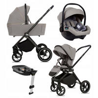 KINDERWAGEN Gavia 4in1 Grau Babywanne, Reisebuggy, Autositz, Isofix Basis - Schwarz/Grau, Textil/Metall (58/98cm) - BabyLux