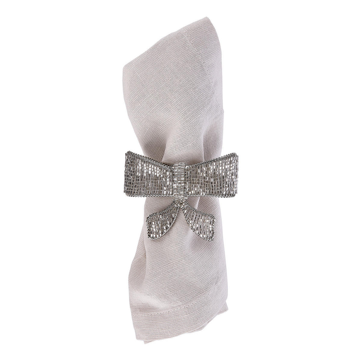 SERVIETTENRING ROYAL HEIGHTS 4er-Set - Silberfarben, Glas/Metall (7/6cm) - Butlers