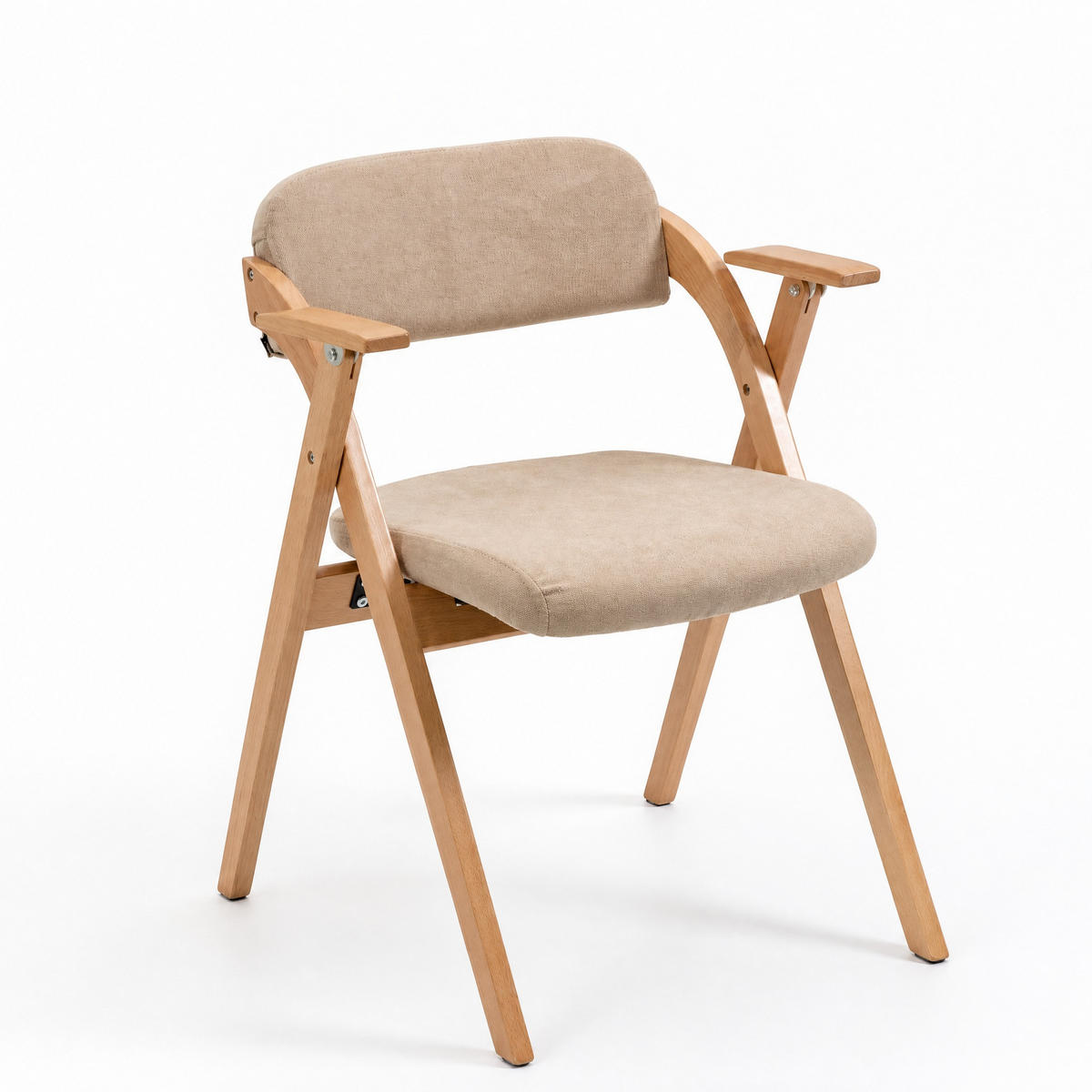 KLAPPSTUHL mit Armlehnen und gepolstertem Sitz, 2er-Set - Beige, Holz (60/79/52.5cm) - MIVRAY
