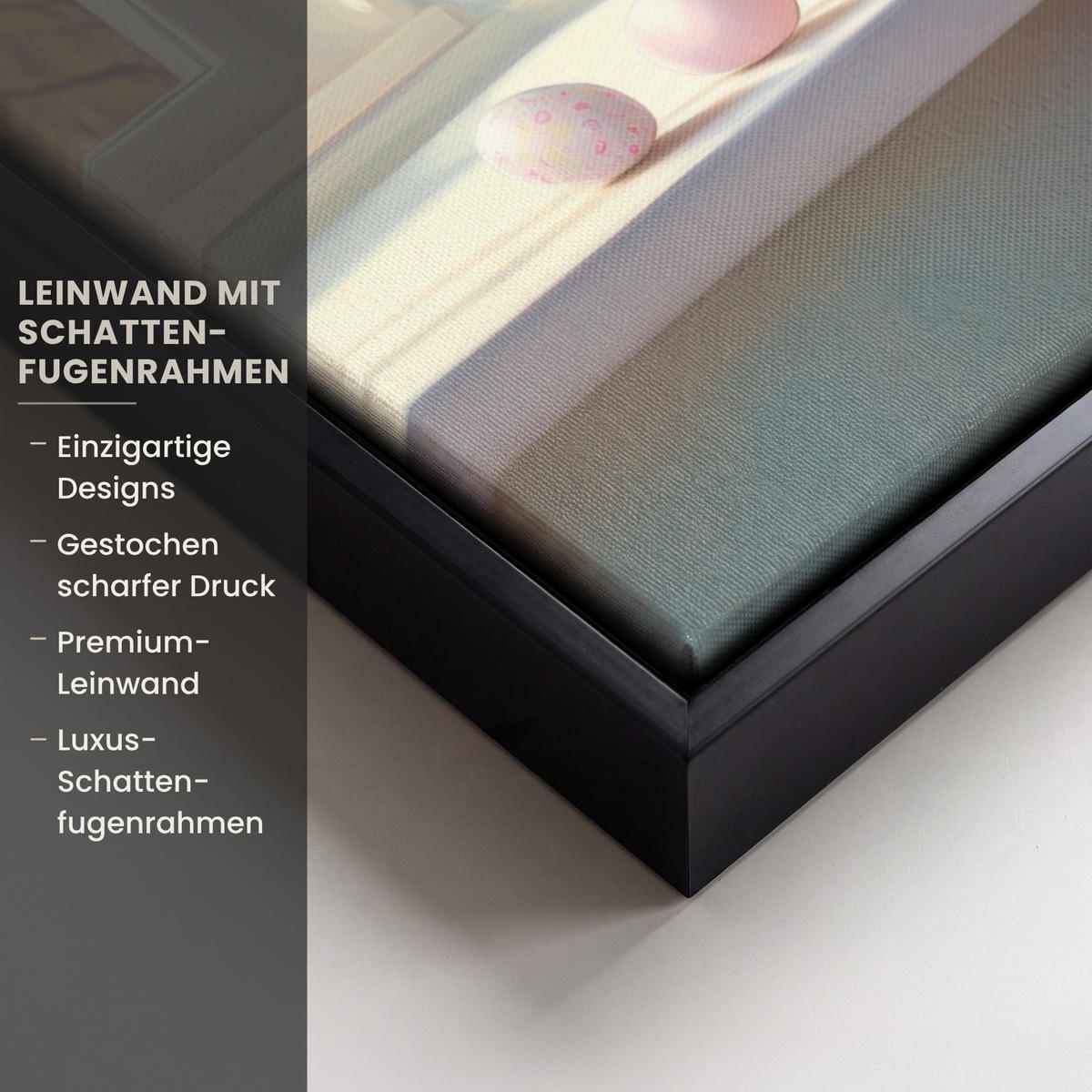 LEINWAND Bilder mit Rahmen - Stillleben - Vase - Osterzweig - 70x100 - Hellblau, Textil (70/100cm) - MuchoWow