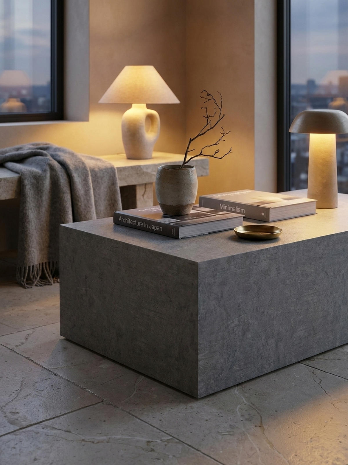 COUCHTISCH Würfelform in Beton-Optik – minimalistisches Design, Grau 100x50x30 cm - Grau, Holzwerkstoff (50/100/30cm) - KADIMA DESIGN