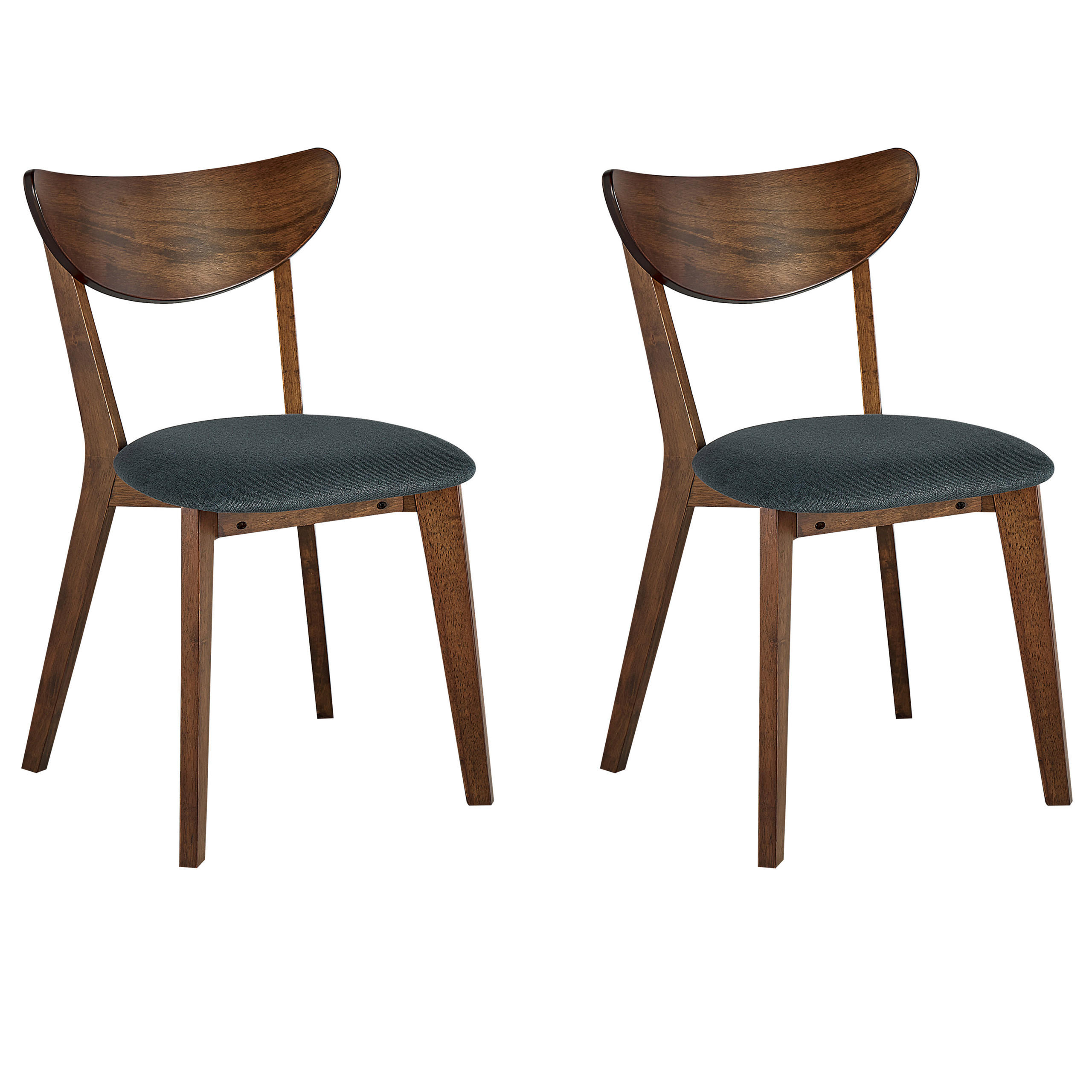 ESSZIMMERSTUHL 2er-Set Gummibaumholz Dunkler Holzfarbton Erie - Dunkelbraun, Holz/Textil (46/80/46cm) - Beliani