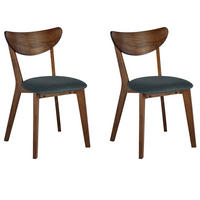 ESSZIMMERSTUHL 2er-Set Gummibaumholz Dunkler Holzfarbton Erie - Dunkelbraun, Holz/Textil (46/80/46cm) - Beliani