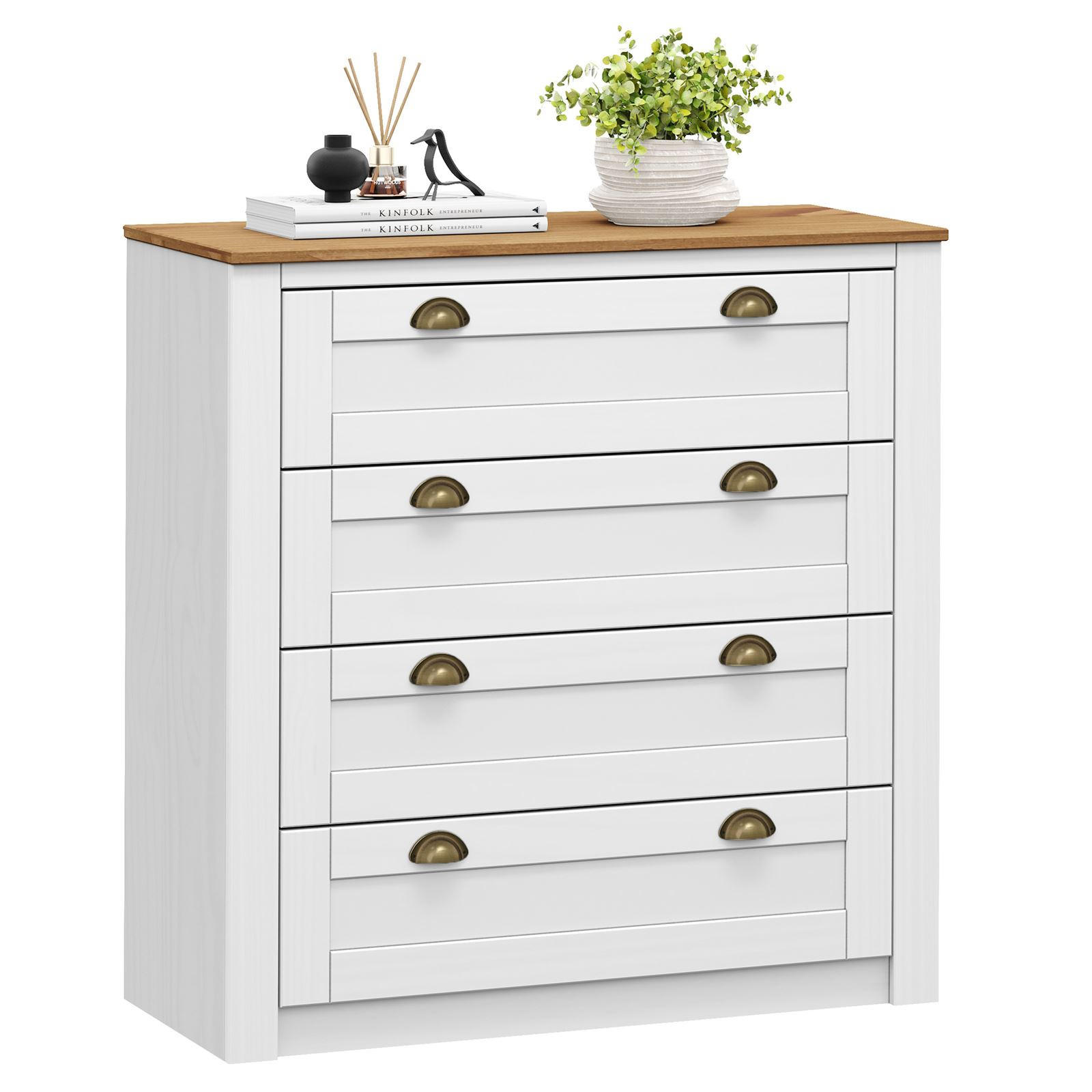 KOMMODE BOLTON - Weiß/Braun, Holz (91/93/40cm) - IDIMEX