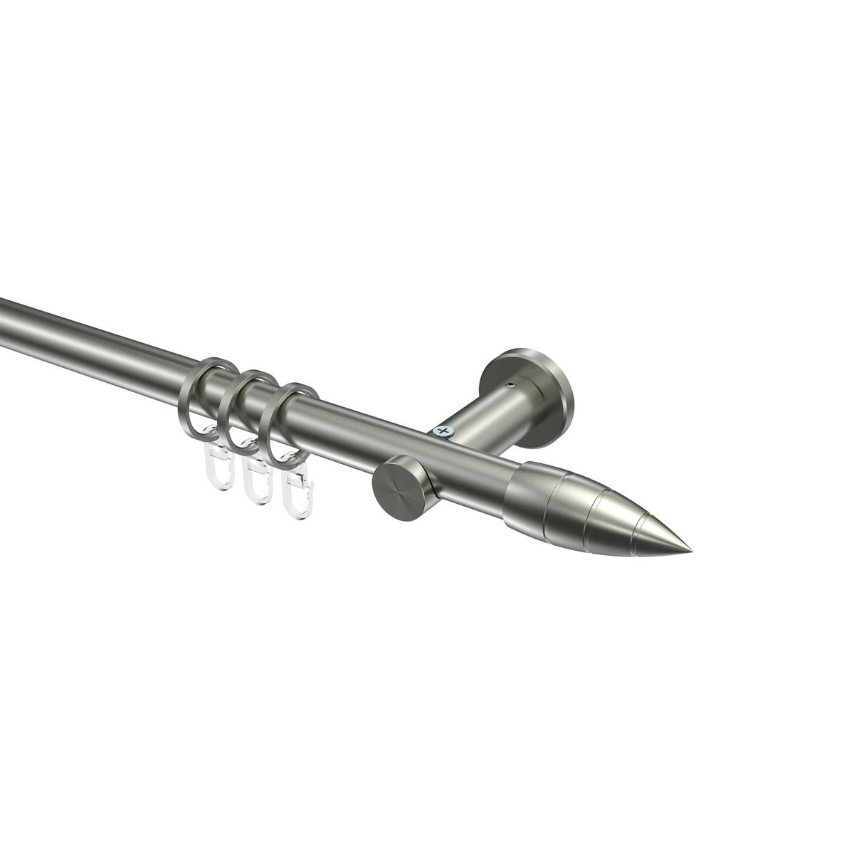 GARDINENSTANGEN-SET Platon Samanto 100 cm, 1-läufig, 20 mm Ø Edelstahl-Optik - Edelstahlfarben, Metall (100cm) - INTERDECO