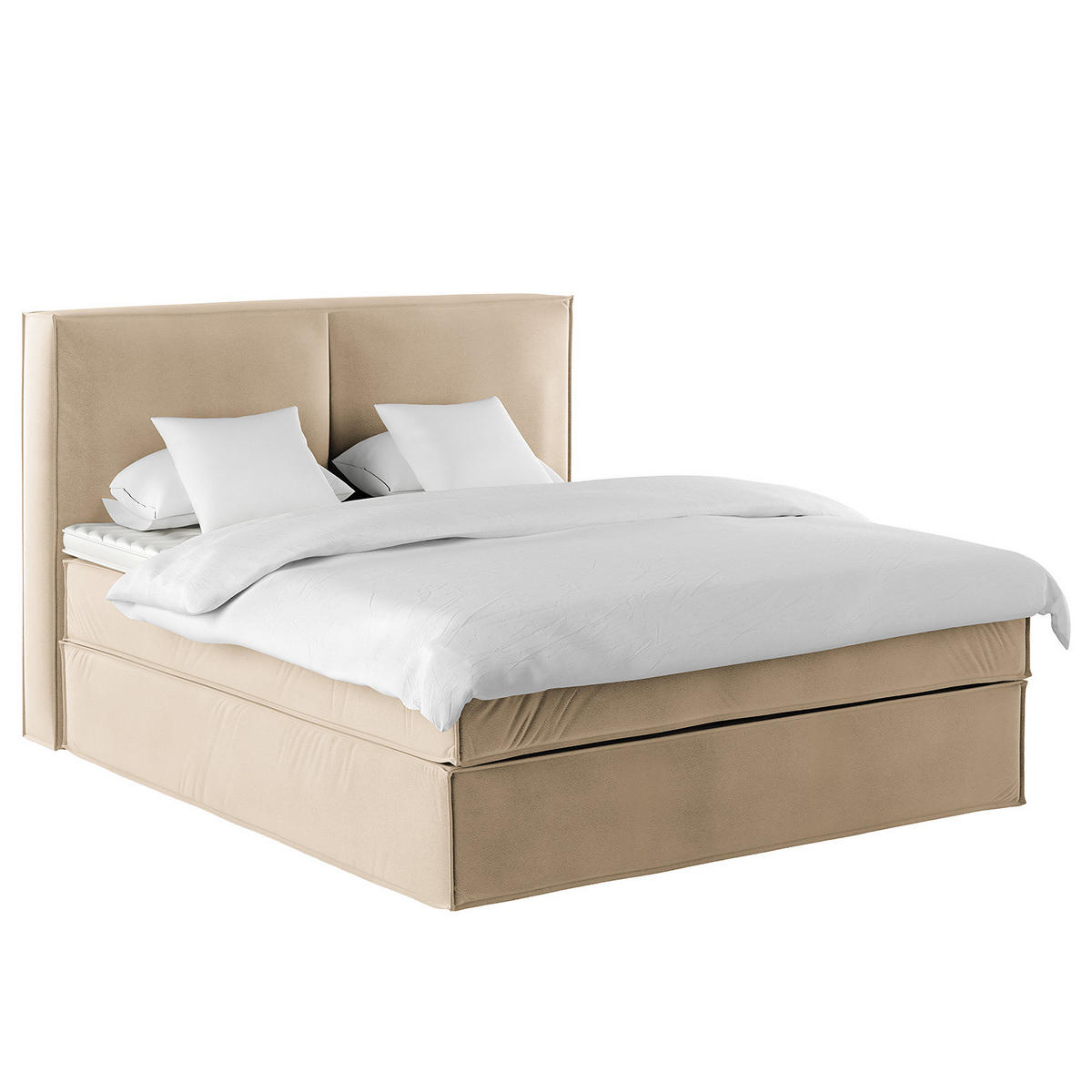 BOXSPRINGBETT mit Kopfteil - Premium - Beige, Textil (200/200cm) - home24