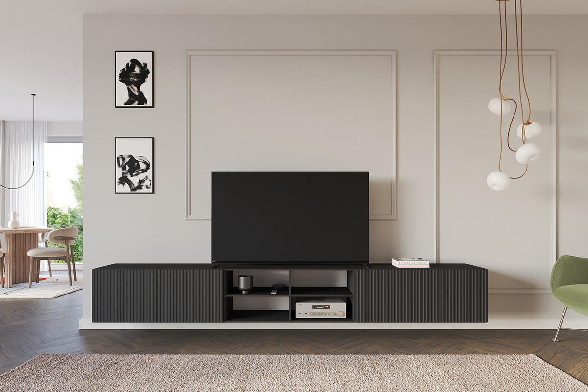 LOWBOARD NOA-2-W 3x100x40x41 cm - Schwarz - Schwarz, Holzwerkstoff (300/40/41cm) - ALTDECOR