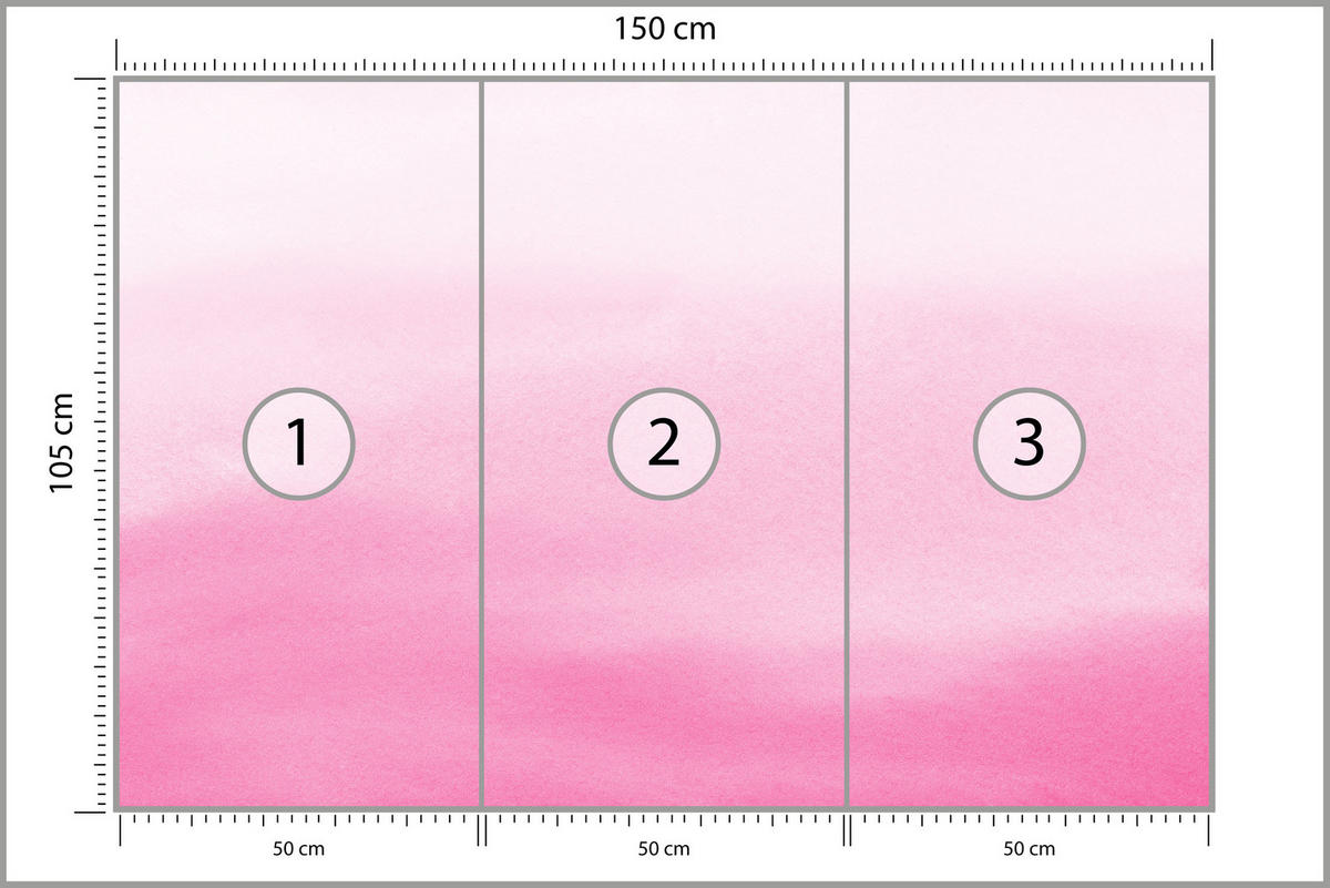 FOTOTAPETE für Schlafzimmer Ombré in Rosatönen Pastell 150x105 - Rosa/Weiß, Papier (150/105cm) - Muralo
