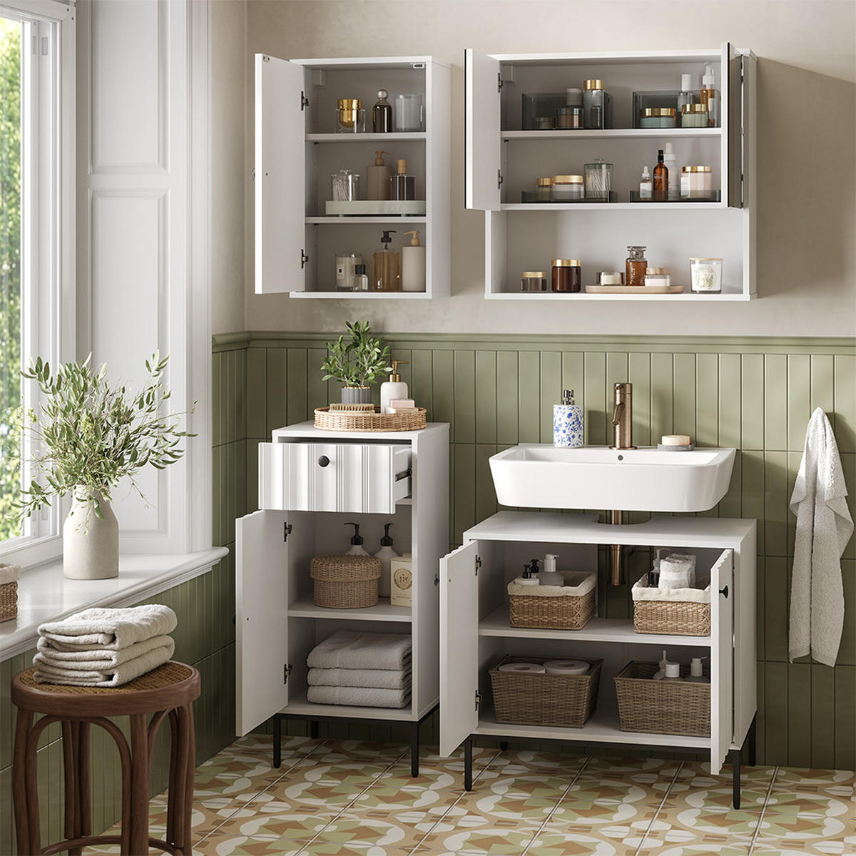 SKŘÍŇKA DO KOUPELNY Eliza Bílá - bílá, kompozitní dřevo (40/65/22cm) - Vicco