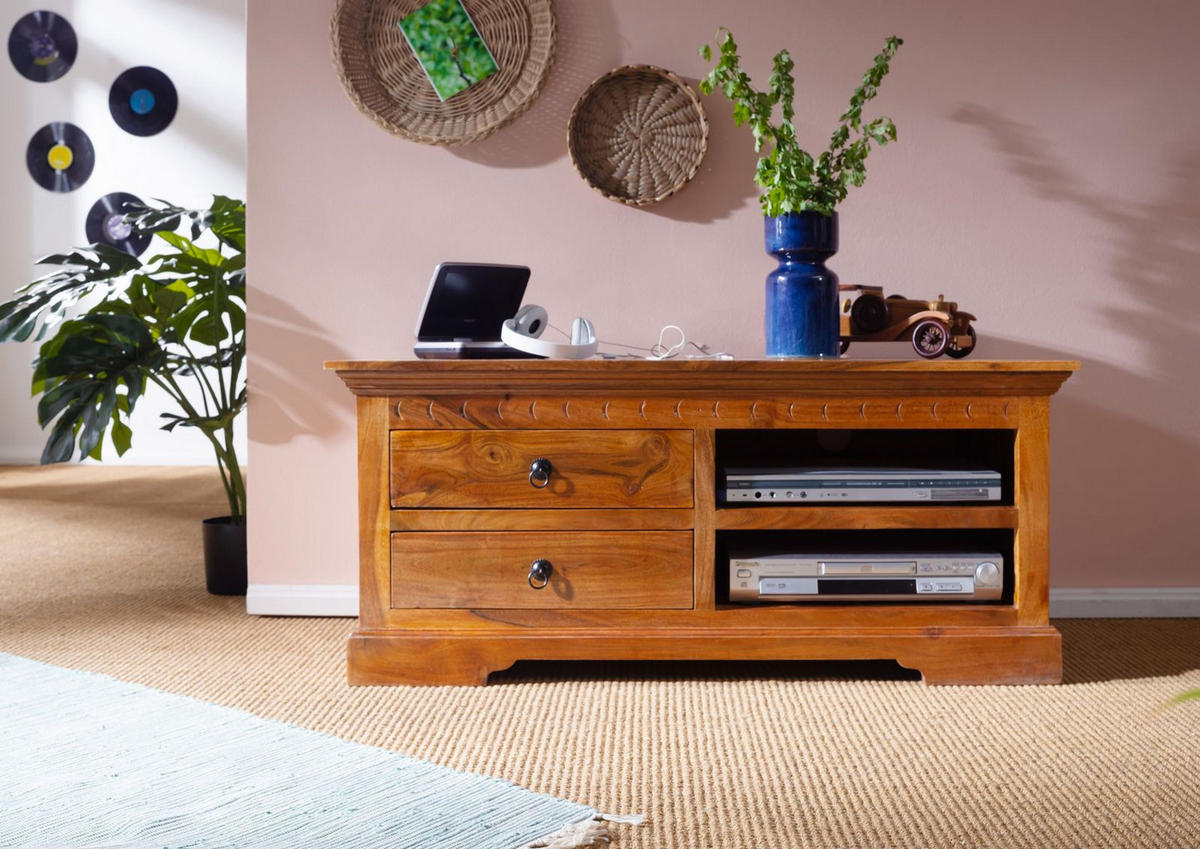 TV-BOARD Akazie 115x48x50 honig lackiert OXFORD #0317 - Braun, Holz (115/50/48cm) - Massivmoebel24