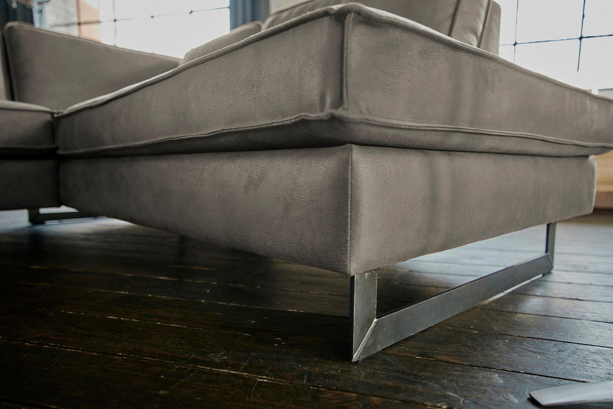 ECKSOFA VILNIUS Anthrazit Kunstleder - Anthrazit/Schwarz, Textil (290/217cm) - KAWOLA