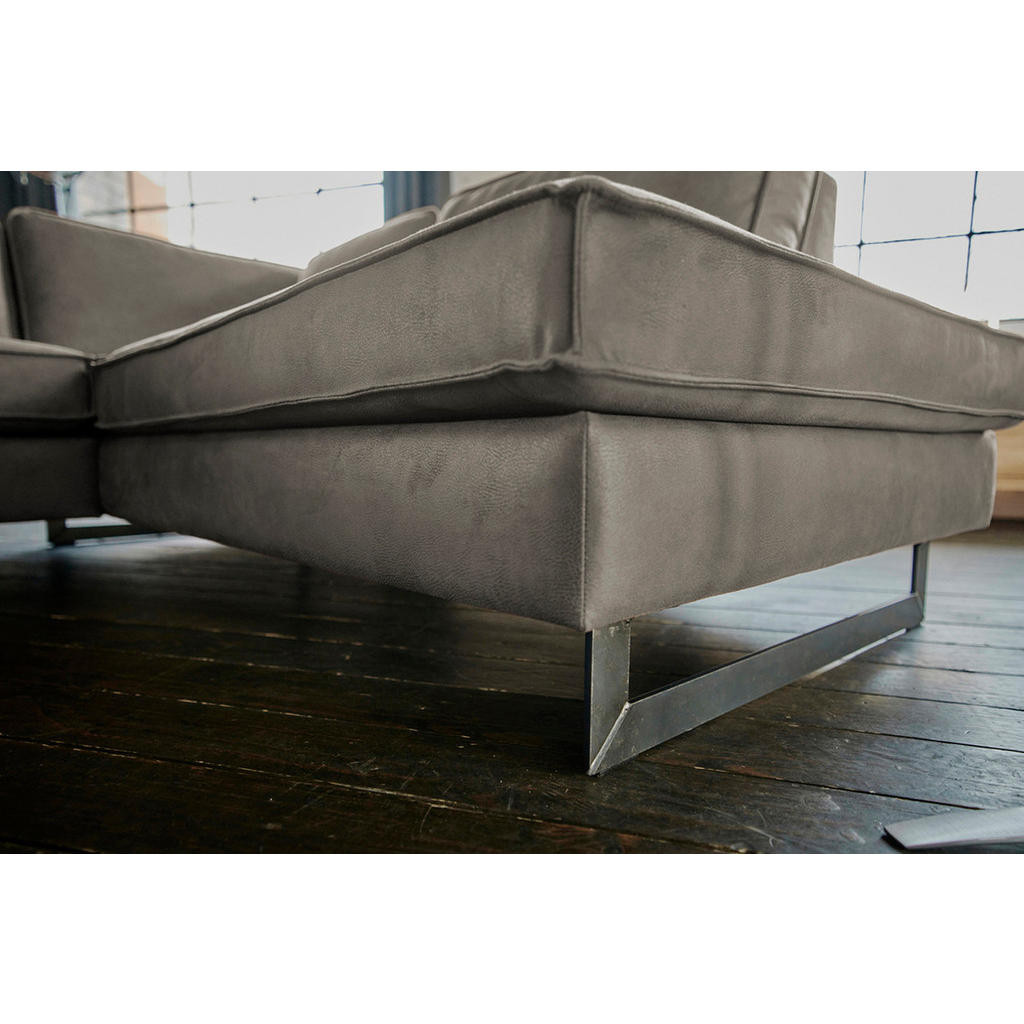 Thumbnail - Kawola Ecksofa, Anthrazit, Textil, Echtholz, 3-Sitzer, Füllung: Kaltschaum, Ottomane links, L-Form,L-Form, 290x217 cm, W...