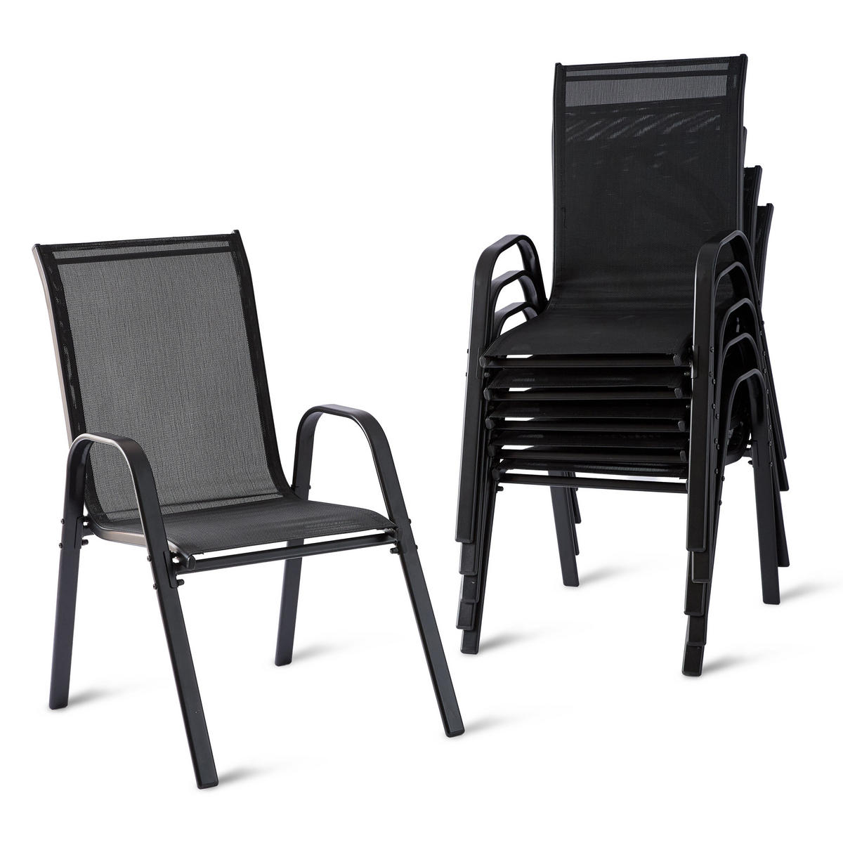 GARTENSTÜHLE-SET - Anthrazit, Textil (56/90/65cm) - Relaxdays