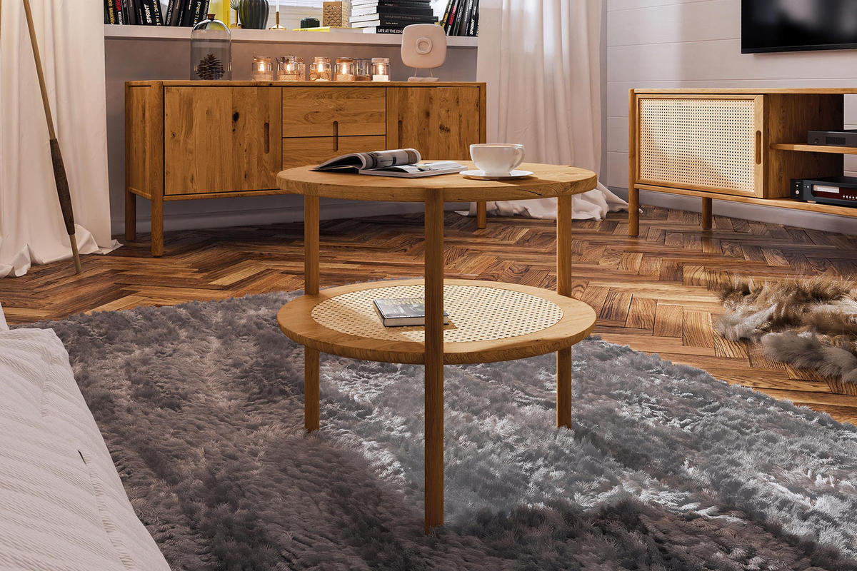KAFFEETISCH NIEDRIG INA Wildeiche - Alteiche, Holz (70/70/50cm) - byoak