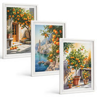 BILDER SET 3er Set - 40x60 cm Weißer Rahmen - Gemalte Zitruslandschaften - Weiß, Kunststoff (40/60cm) - TULUP