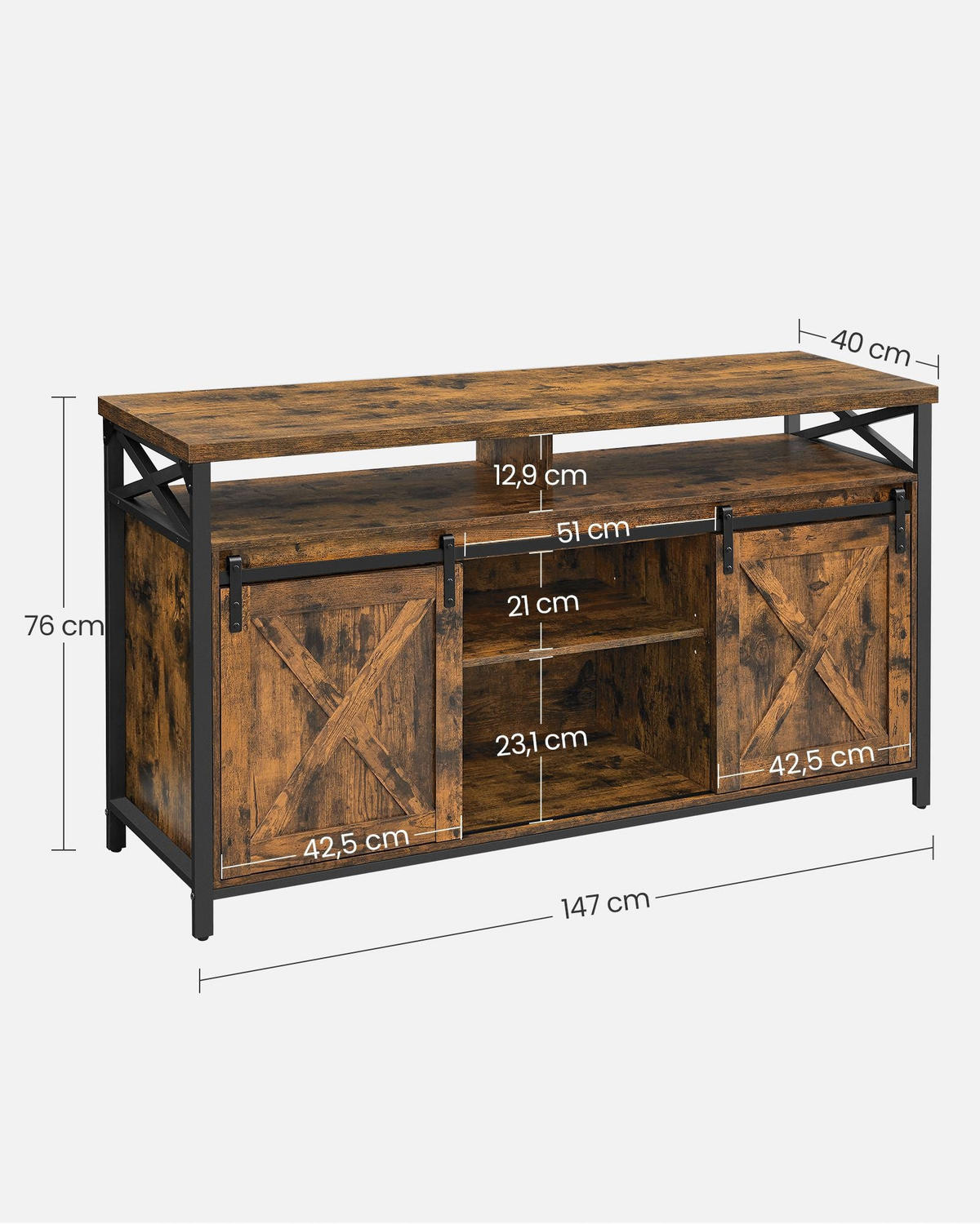 TV-SCHRANK N'DJAMENA - Braun, Holzwerkstoff (147/76/40cm) - Hansiro