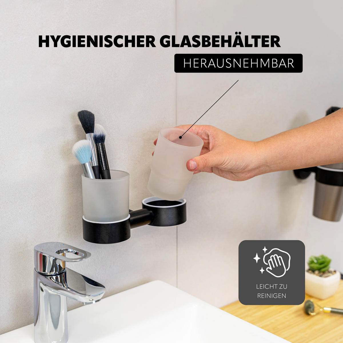 DOPPEL-GLASBECHERHALTER PIAZZA BLACK, schwarz - Schwarz, Kunststoff (17.5/10.5/11cm) - bremermann