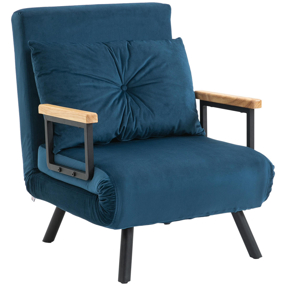 SCHLAFSESSEL DE-08216 4-in-1 mit Knopfheftung Blau - Blau, Metall (73/81/63cm) - ComfortXL