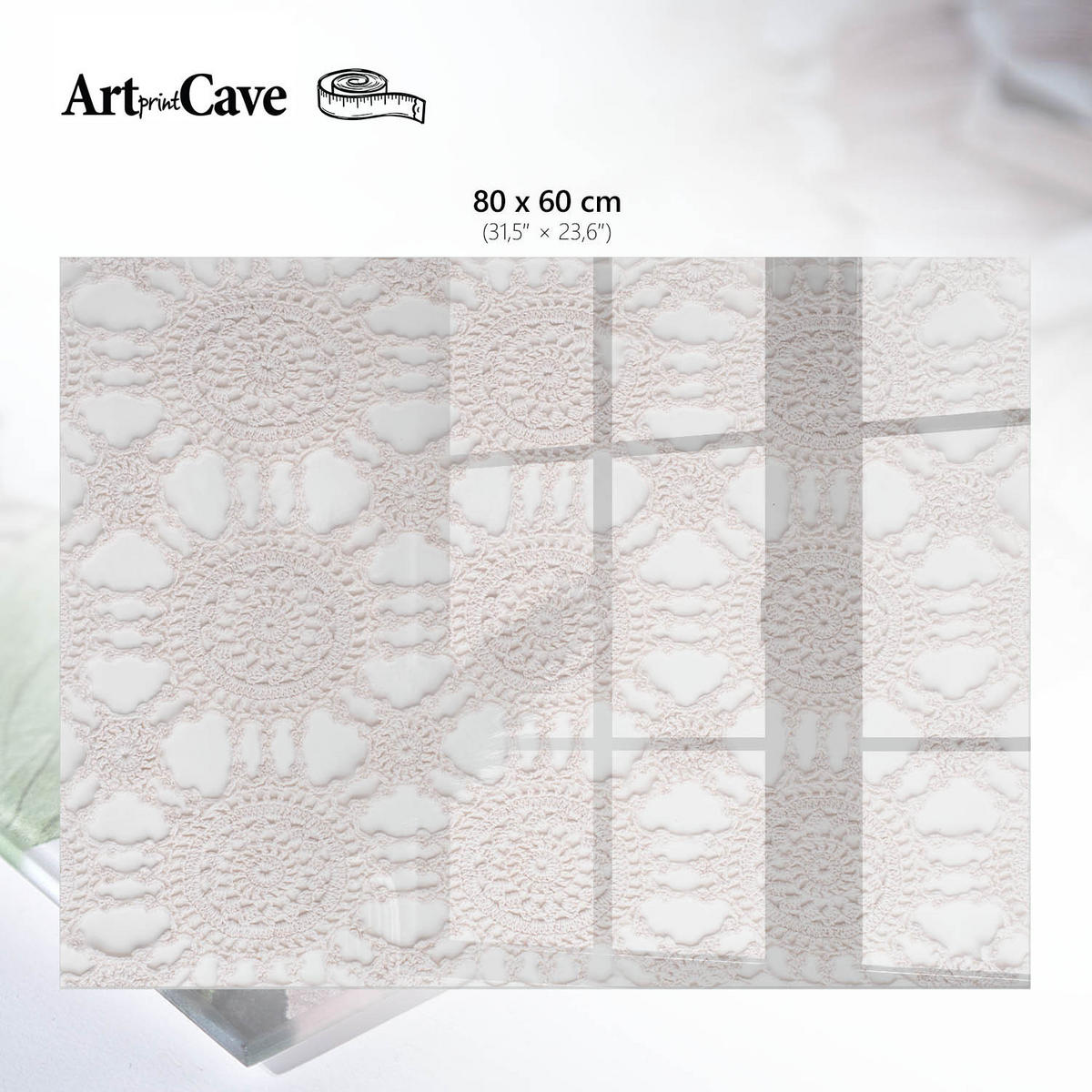 GLASPLATTE 80x60 cm – Durchbrochene Eleganz - Beige, Glas (0.4/80/60cm) - ArtPrintCave