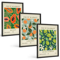 BILDER SET 3er Set - 40x60 cm Schwarzer Rahmen - Vintage-Poster mit Früchten - Schwarz, Kunststoff (40/60cm) - TULUP