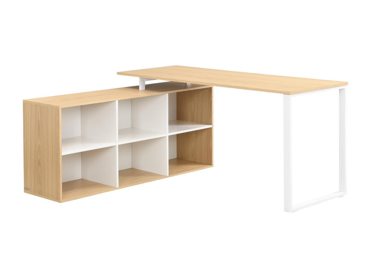 ECKSCHREIBTISCH mit Stauraum - MDF - Weiß & Natur - NIPILI - Naturfarben, Holz (160/60/75cm) - Vente-Unique