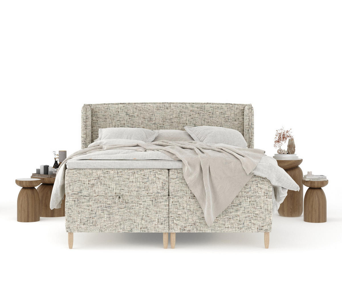 BOXBETT Monpelli Beige 160/200 cm im Webstoff - Beige/Naturfarben, Holz/Holzwerkstoff (160/200cm) - Maison de Reve
