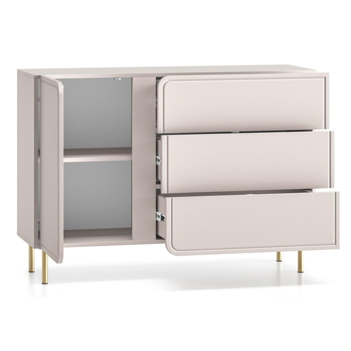 SIDEBOARD Loppa Kaschmirbeige 120 cm - Beige/Goldfarben, Holzwerkstoff/Metall (120/85/40cm) - Selsey