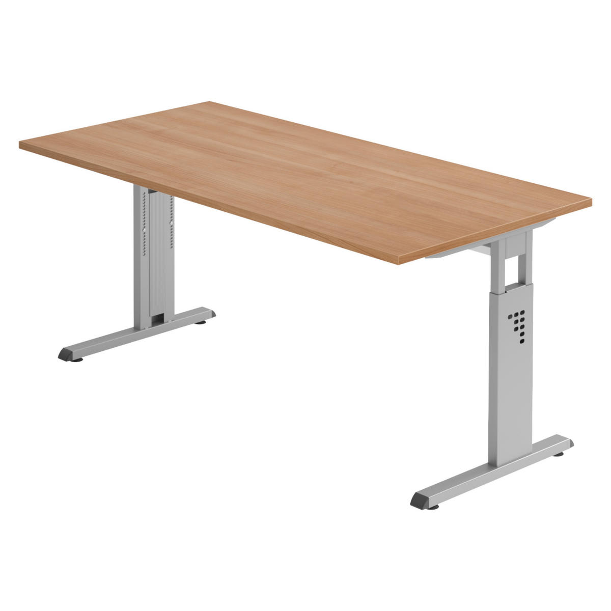 SCHREIBTISCH Serie-O 80/180/74 cm in Nussbaumfarben/Silberfarben - Silberfarben/Nussbaumfarben, Holzwerkstoff (80/180/74cm) - bümö