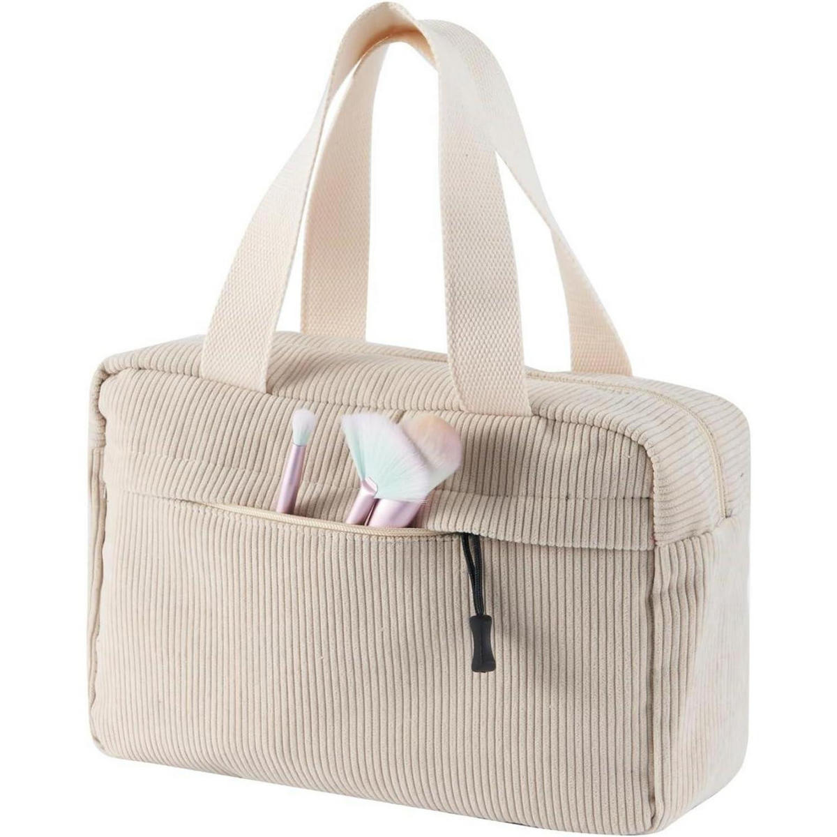 KOSMETIKTASCHE Cord Beige 30 cm - Beige, Textil (18/2/26cm)