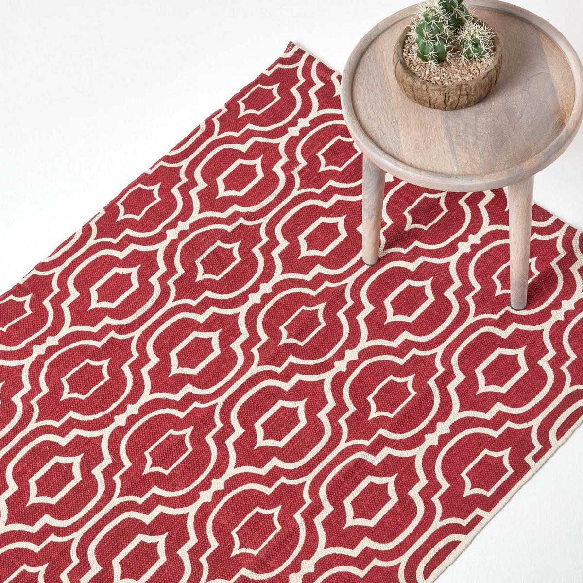 BAUMWOLLTEPPICH Riga geometrisch 90/150 cm - Rot, Textil (90/150cm) - Homescapes