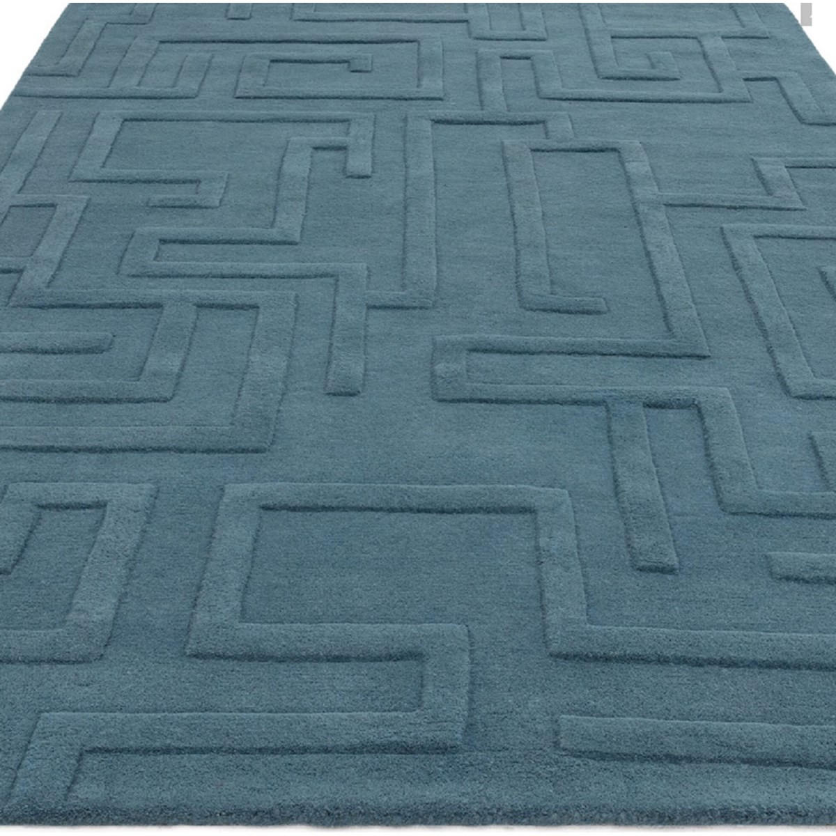 TEPPICH Moderner handgetufteter aus reiner Wolle für Wohn- und Schlafzimmer ZEMA Blau 200 x 290 cm - Blau, Naturmaterialien (200/290cm) - Novatrend