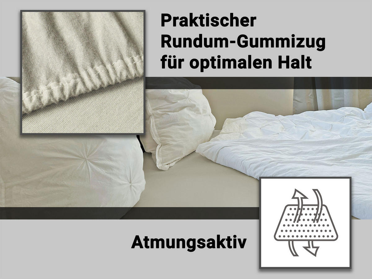 SPANNBETTLAKEN, 180x200 cm, 100% Baumwolle, Grau - Greige, Textil (180/200cm) - Zollner