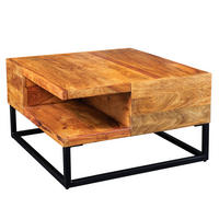 COUCHTISCH GIANT Sheesham quadratisch Natur 60cm - Silberfarben/Braun, Holz/Metall (60/60/35cm) - riess-ambiente