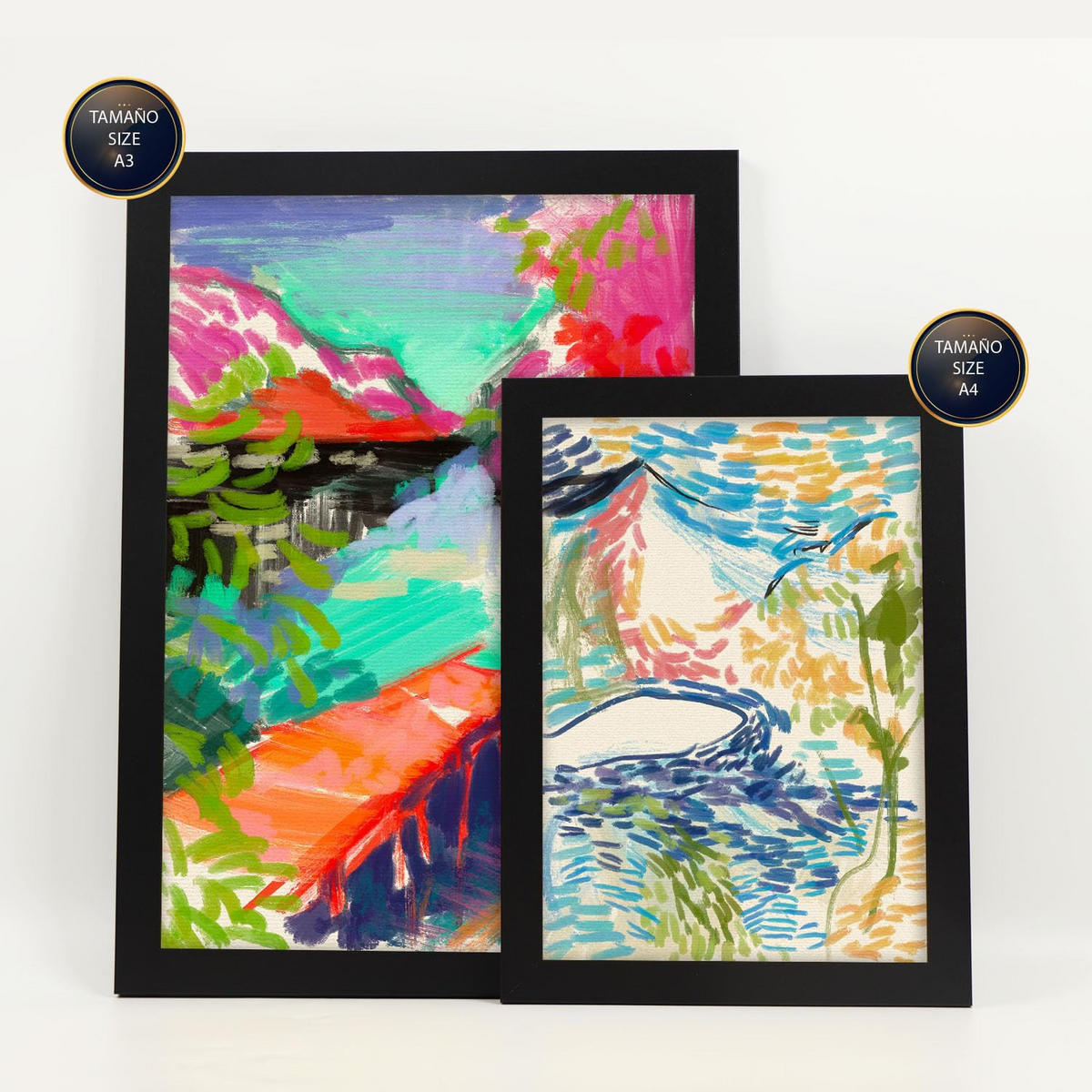 POSTER Set Mit 6 Essenz Der Natur In Kulissen Abstracts Ästhetische Dekorative Gemälde Für Ihr Wohnzimmer Zuhause A3 & A4 Schwarzer Rahmen - Schwarz, Papier (29/3cm) - Nacnic
