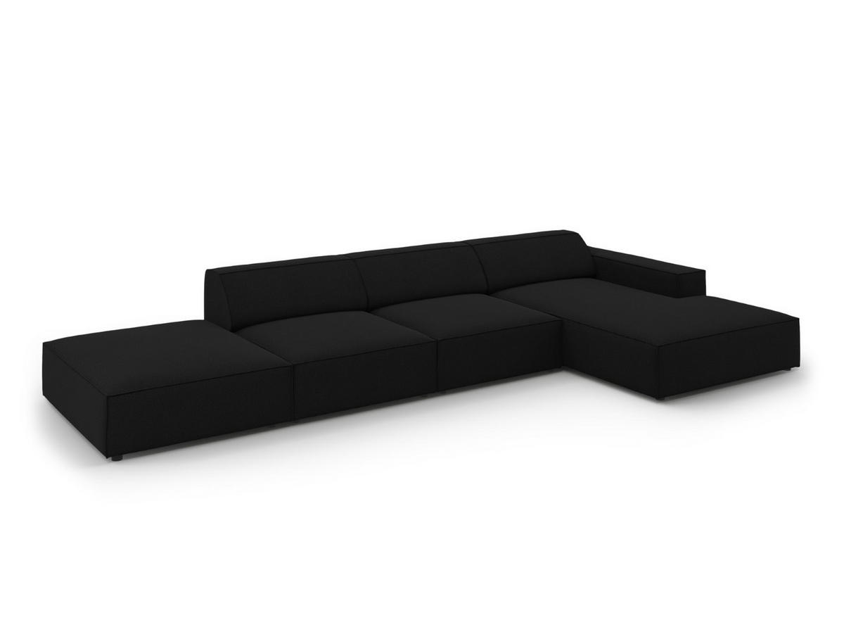 ECKSOFA rechts Jodie aus strukturiertem Stoff schwarz 5 Sitzplätze - Schwarz, Textil (166/341cm) - Micadoni