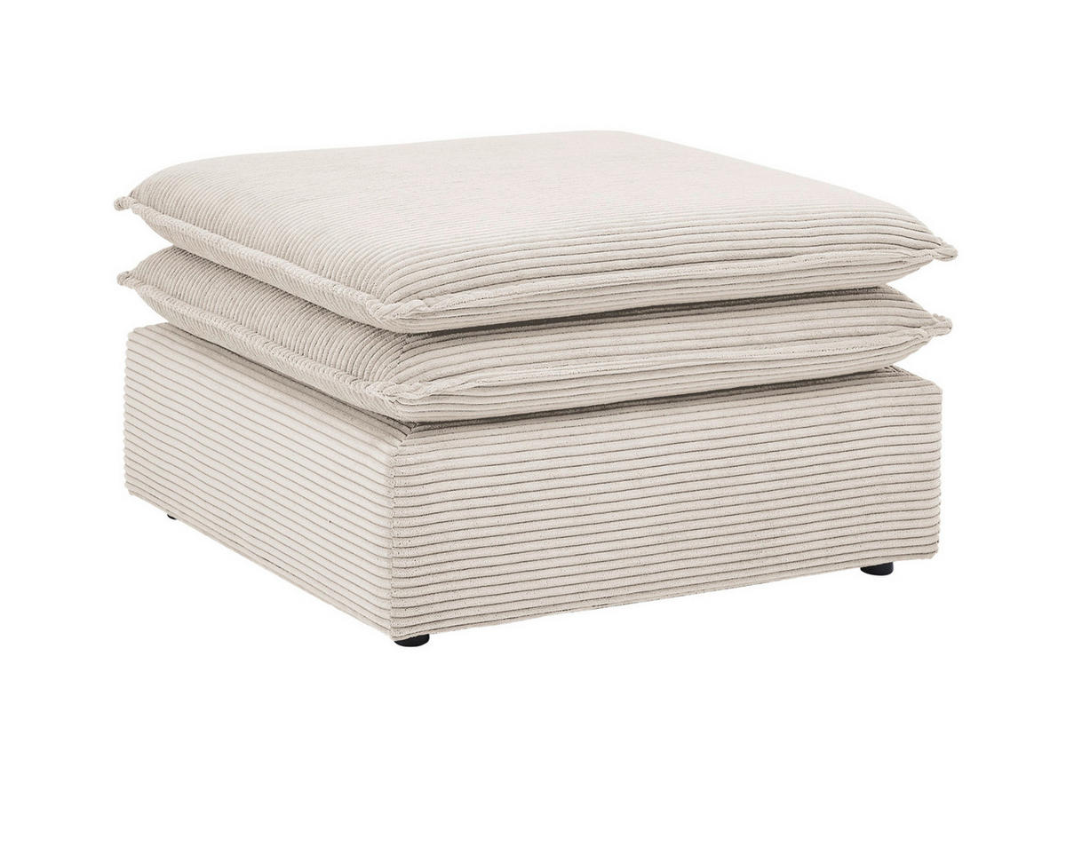 SOFA-SET beige Cord, Couch 2-Sitzer inklusive Hocker - Beige, Holz/Textil (180/83/161cm) - Furn.Design