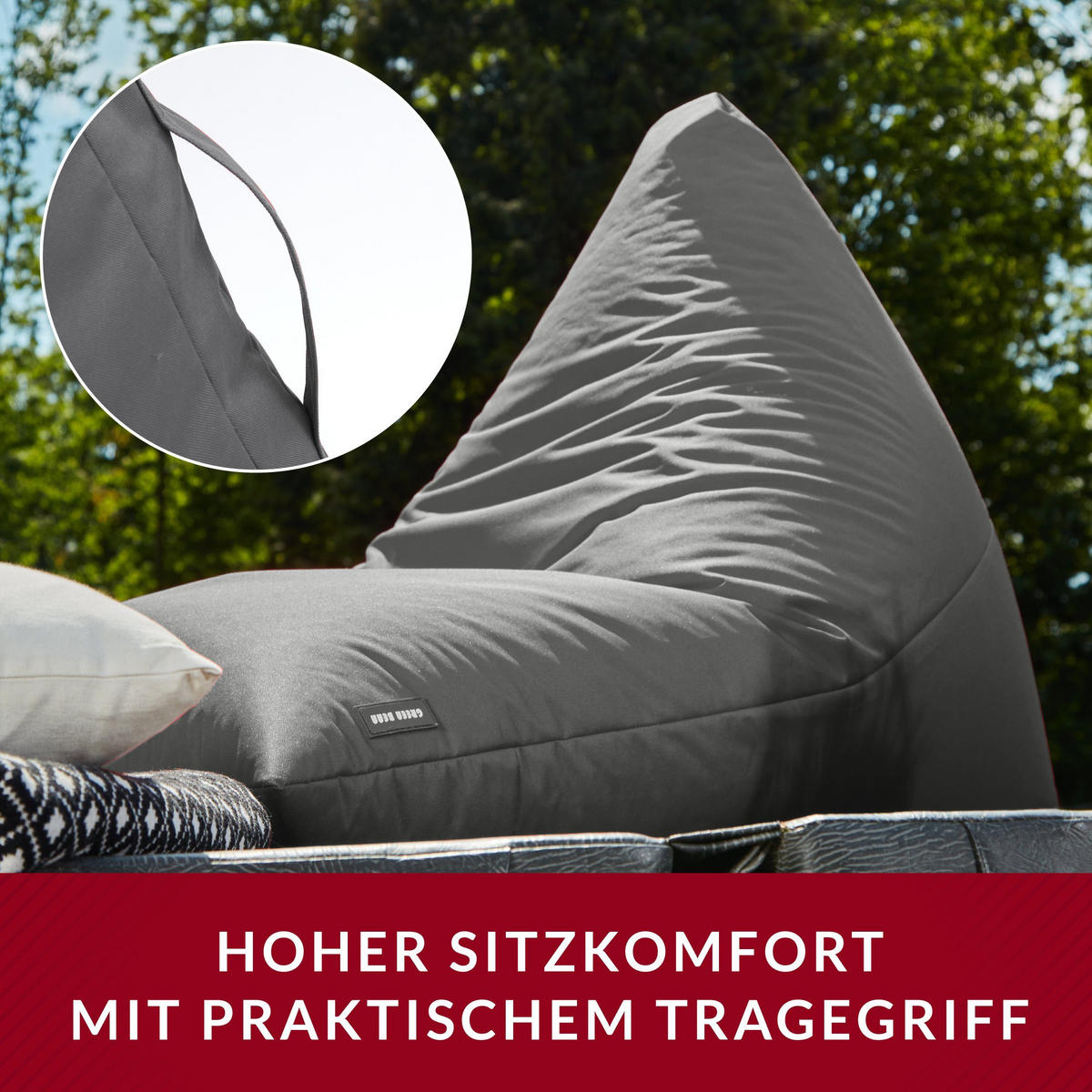 OUTDOOR SITZSACK Triangle 150x100x100cm - Grau, Textil (100/100/150cm) - Green Bean