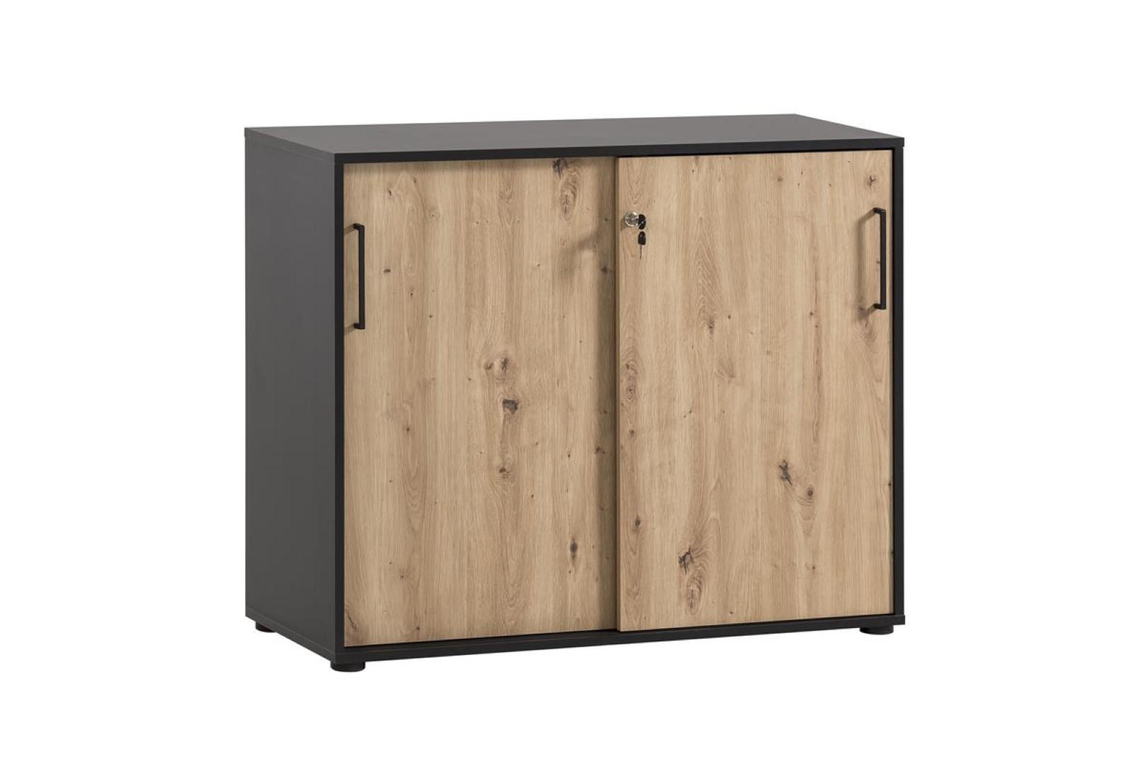 AKTENSCHRANK Raven Large 84x100x41 cm Eiche/Schwarz - Schwarz, Holz (100/84/41cm) - PROREGAL