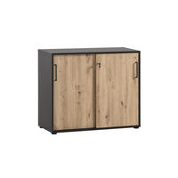 AKTENSCHRANK Raven Large 84x100x41 cm Eiche/Schwarz - Schwarz, Holz (100/84/41cm) - PROREGAL