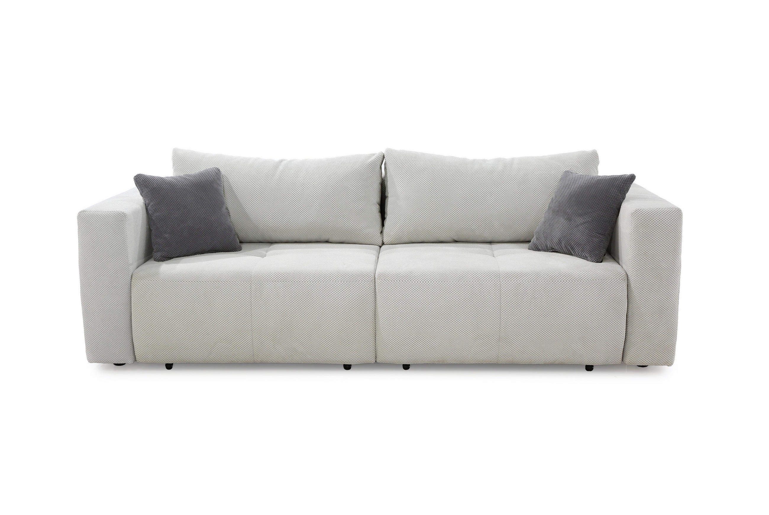 SCHLAFSOFA Verwandlung: Big-Sofa/Eckcouch, 2 Bettkästen, B243/T115-161/H84 cm, Liegefläche 145x197 cm, Waffelcord Silber-Grau / 15242 - Silberfarben/Schwarz, Kunststoff/Textil (243/84/115cm) - luma-home