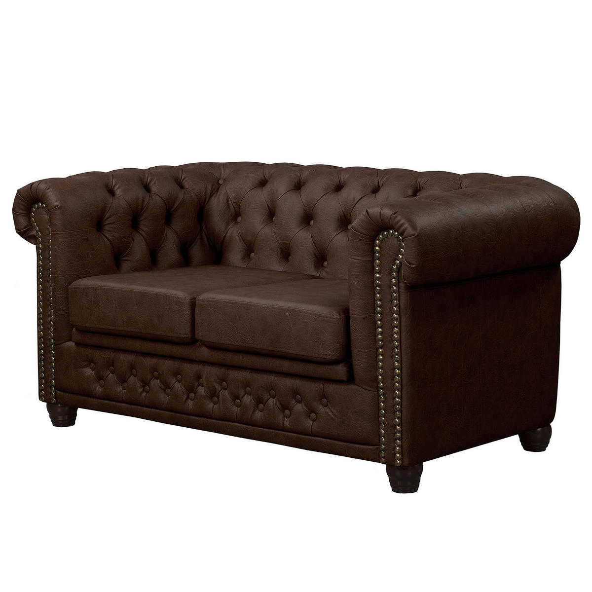 2-SITZER SOFA - Dunkelbraun/Buchefarben, Kunststoff/Buchenholz (148/72/86cm) - home24