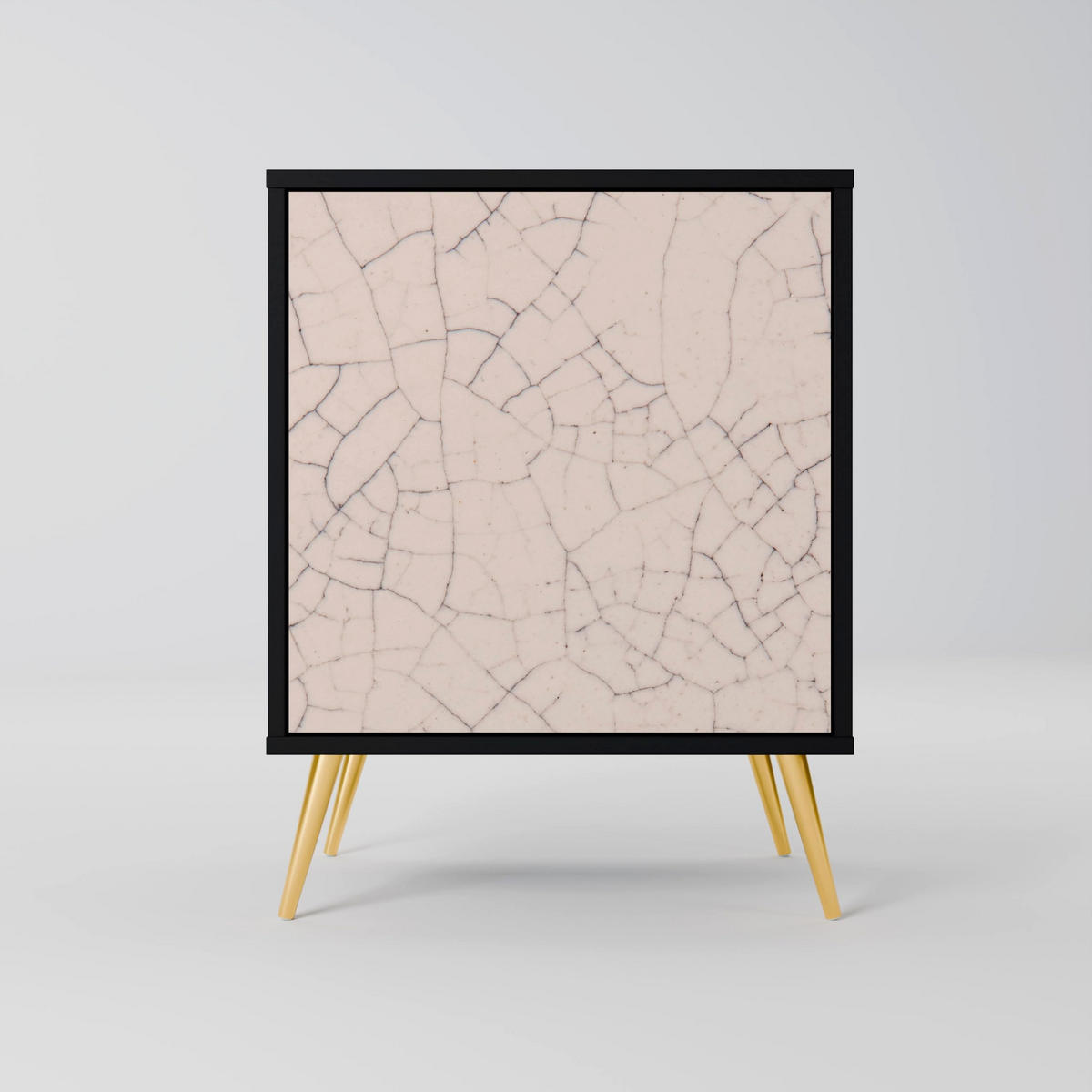 SIDEBOARD CERAMIC TEXTURE, Schwarz, 57,5x42x70,5 cm, Schwarze Metall-Sternfüße - Multicolor/Schwarz, Holzwerkstoff/Metall (57.5/70.5/42cm) - SpaceRebels