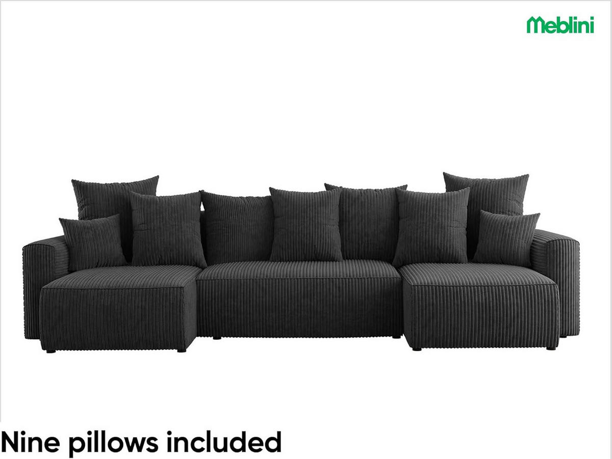ECKSOFA DAVE U - Schwarz, Holzwerkstoff (312/142cm) - Meblini
