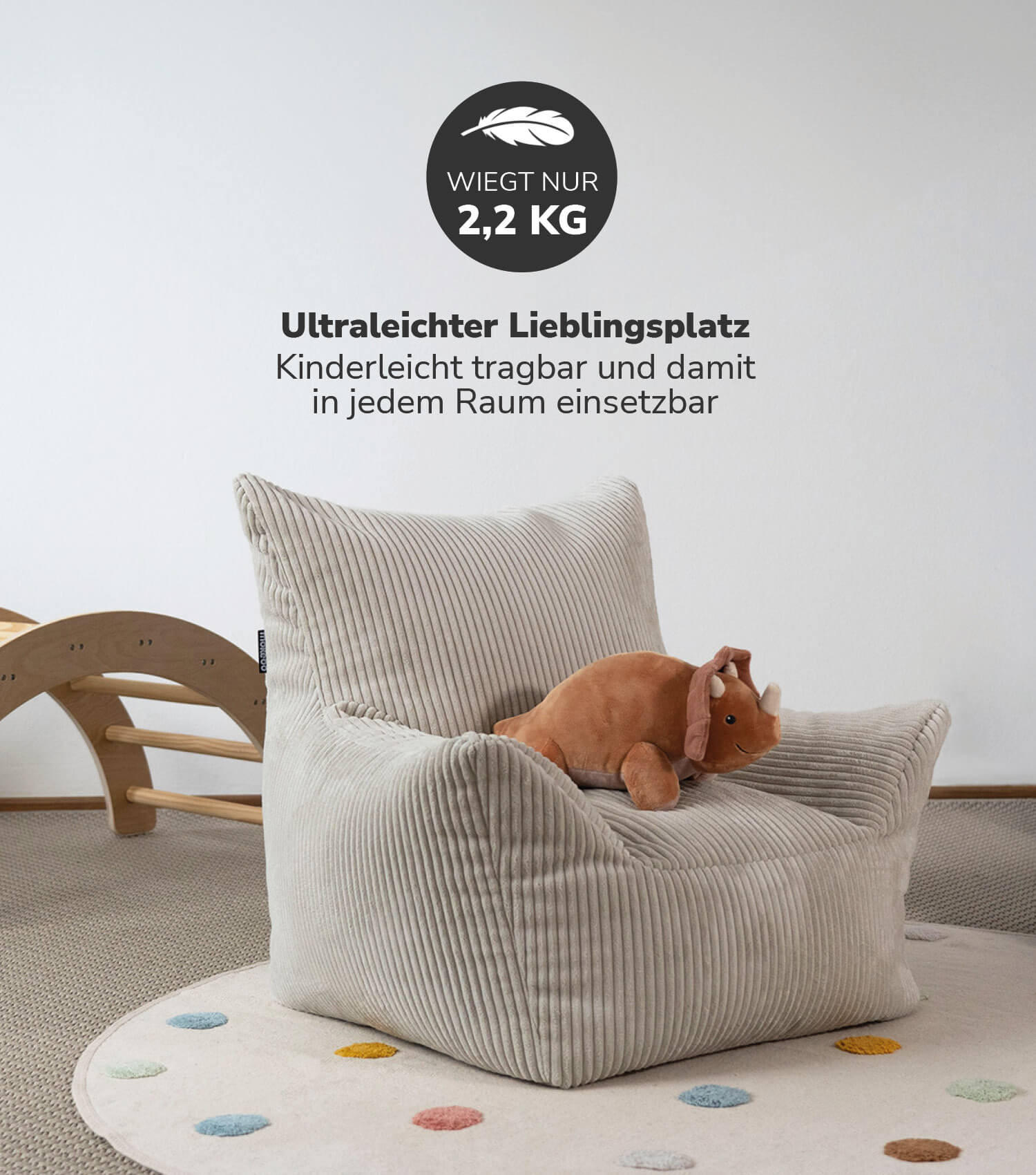 KINDERSESSEL Der Pausenheld - Beige, Textil (52/57/53cm) - Mokebo