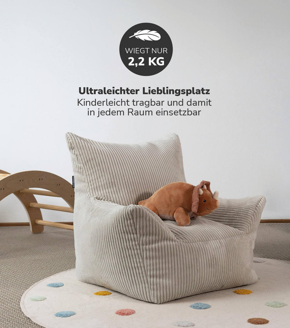 KINDERSESSEL Der Pausenheld - Beige, Textil (52/57/53cm) - Mokebo