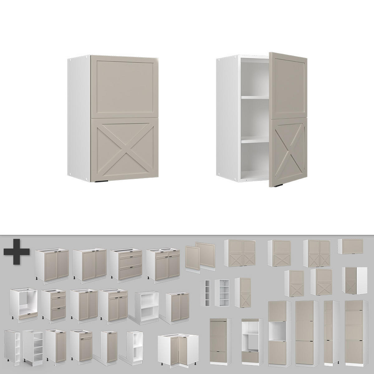 HÄNGESCHRANK Fame-Line GrauBeige 45 cm - Greige/Weiß, Holzwerkstoff (45/72/34.1cm) - Vicco